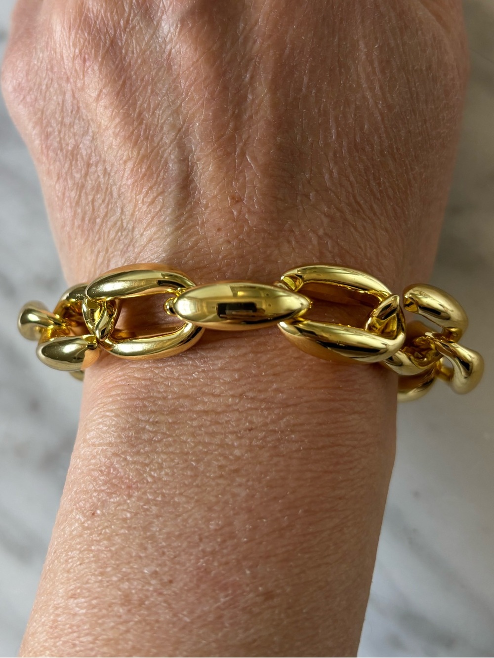 14 yellow Gold plated Chunky polished Link chain Bracelet new unisex